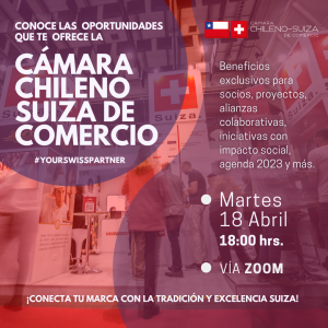 Encuentro con la Cámara Chileno Suiza - Oportunidades de tu Swiss Partner para empresas Suizas en Chile @ Zoom